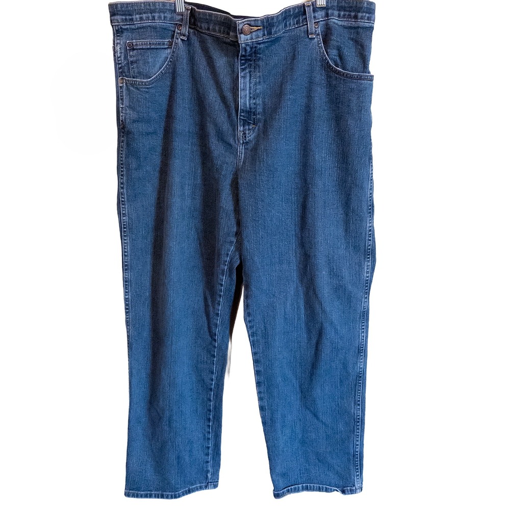 Faded Glory Mens Original Stretch Waist Jeans 46x30 Blue Denim Straight Leg